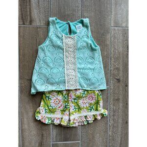 Peaches 'n Cream Lace Trim Short Set  Sz 4T